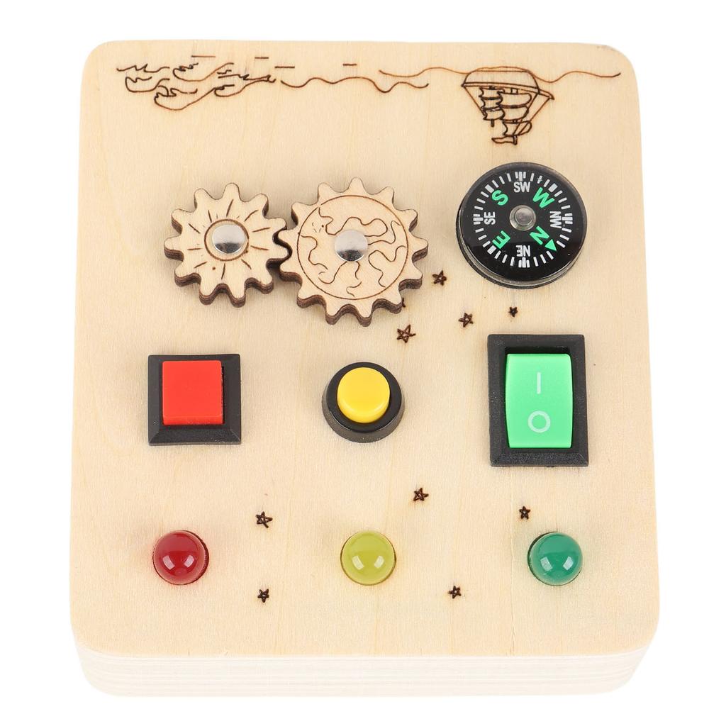 Wooden Sensory Board Switch Toy Red Green Light Switch Board Game Educational Early Learning for