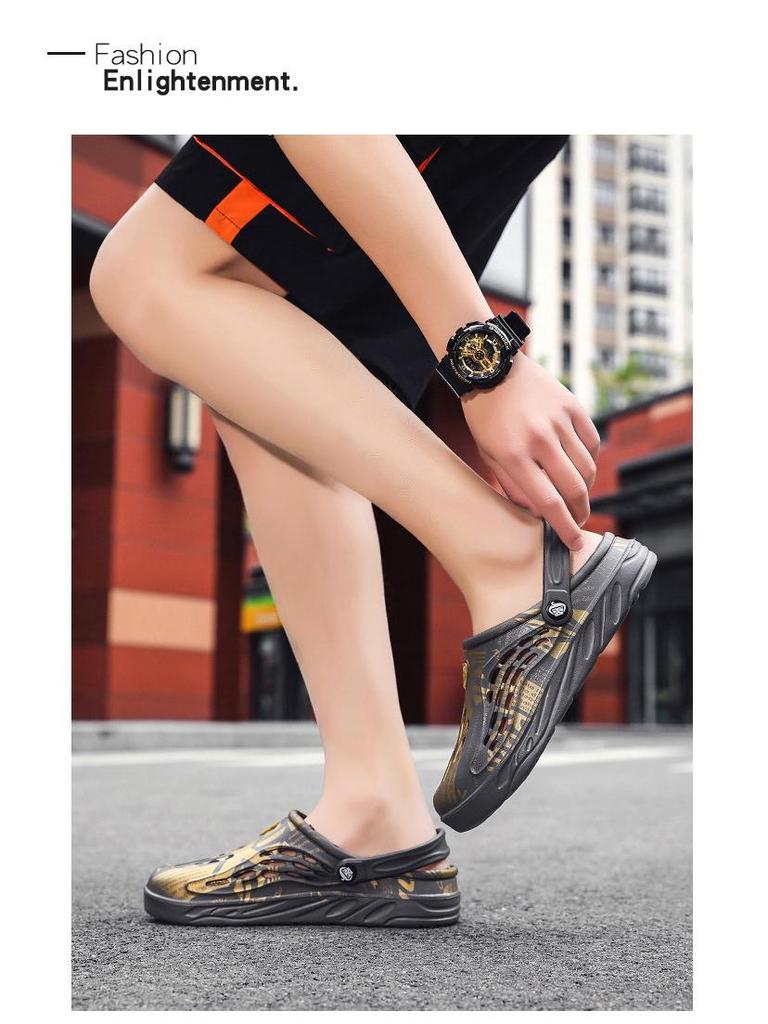 Men's Trendy Plus Size Closed-Toe Clog Sandals - Breathable Fashion Outdoor Slippers