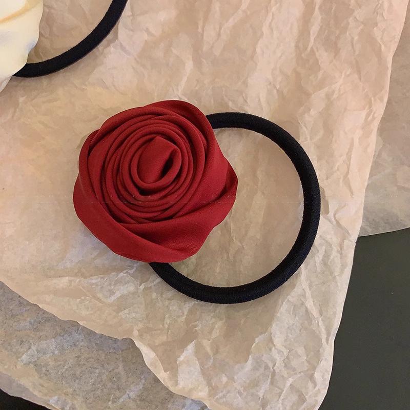 Elegant Retro Satin Rose Hair Tie - Stylish High-Class Hair Accessory
