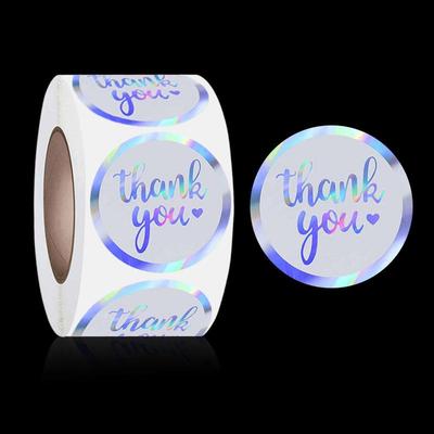 500 Ronde Waterdichte 'Dank U Wel' Stickers: Witte Laser-Gedrukte Cadeauverzegelingslabels