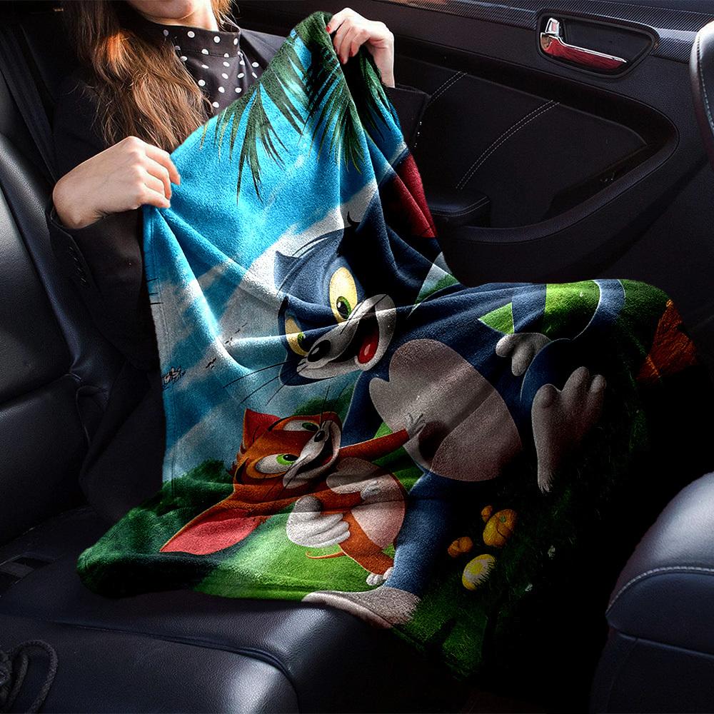 1pc Tom and Jerry Flannel Blanket Soft Warm Throw for Home, Office, Travel, All-Season Cozy Bedding Gift L1419