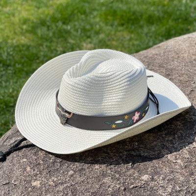 Big Brim Straw Hat Women's Outdoor Sunscreen Sunshade Beach Hat Western Cowboy Hat Men's Mountaineering Travel Tibetan Hat Wide Brim
