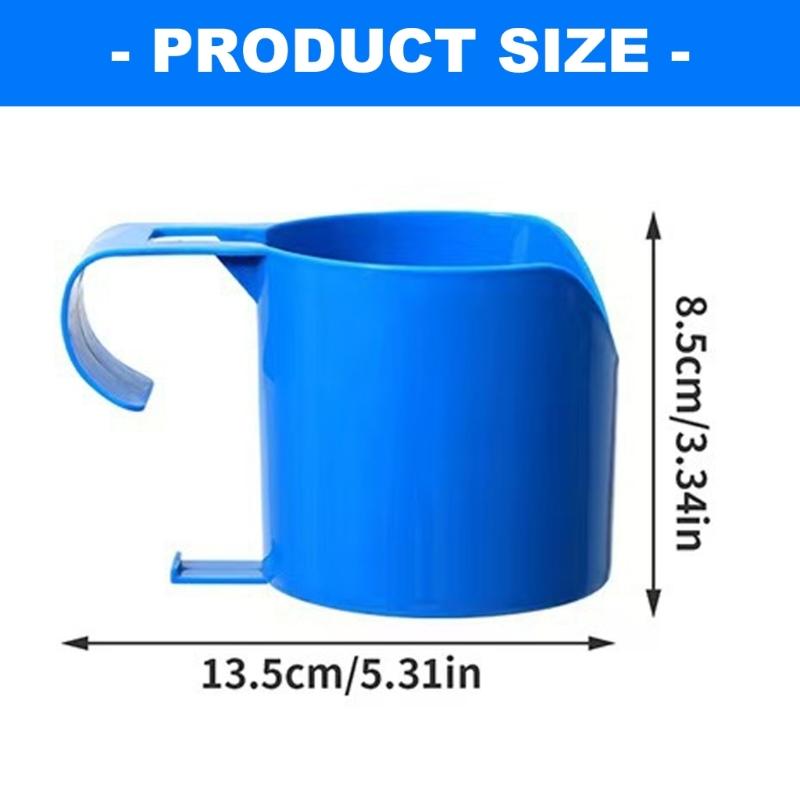 Poolside Drink Holder for Round Pool Frame, Plastic Hook-On Cup Rack for In-Ground Pool Lounging and Drink Access