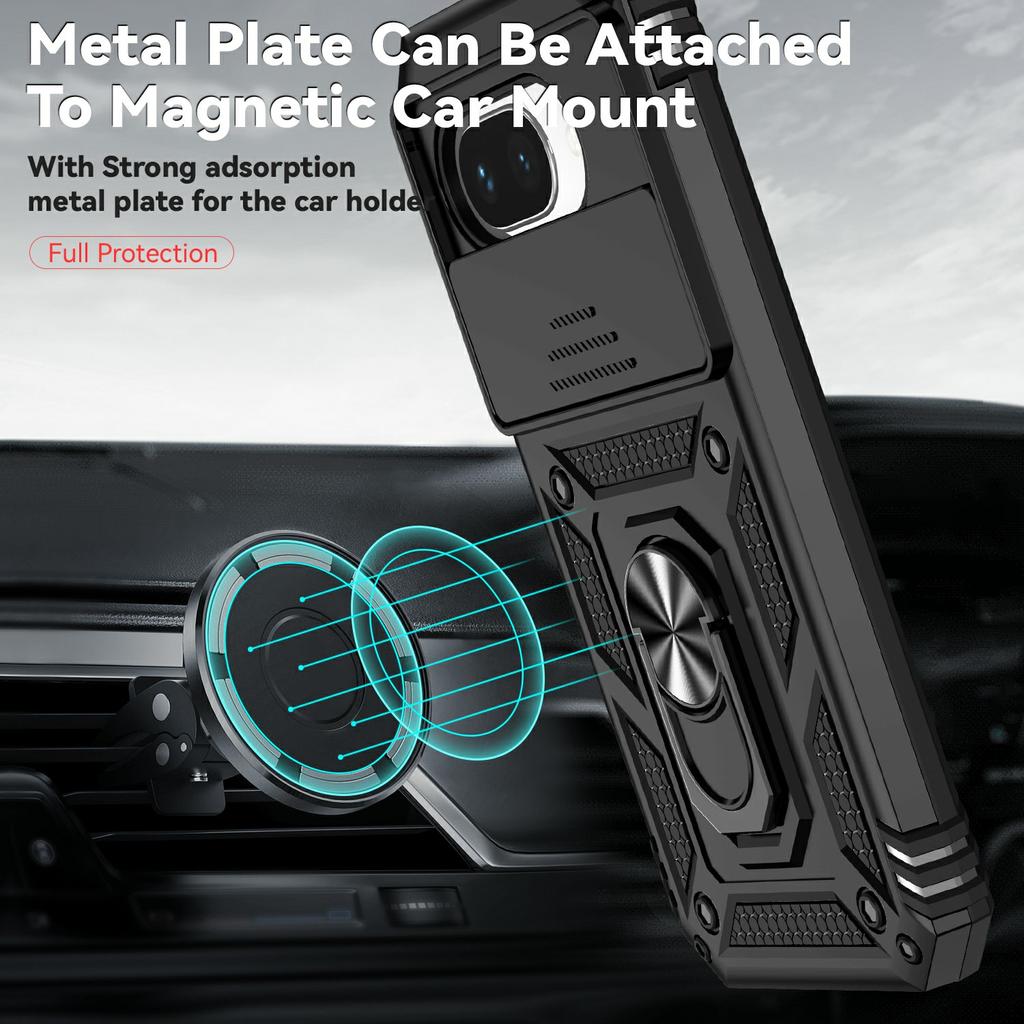 For Google Pixel 9a Case PC + TPU Phone Cover with Lens Protection Kickstand