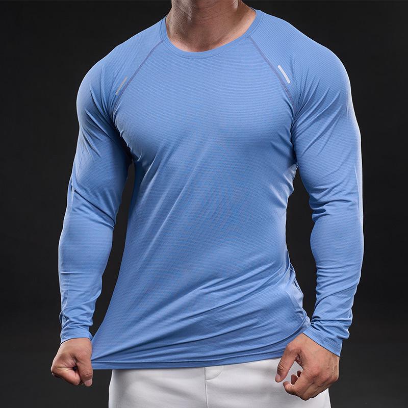 New Quick-drying Ice Silk Long-sleeved T-shirt Men's Casual Sports Fitness Outdoor T-shirt Top Men