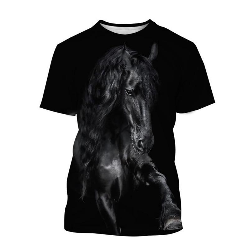 Summer Hot Selling Fashion Animal Horse 3D Printing Print Neutral Casual Harajuku Style Comfortable Short Sleeved Top