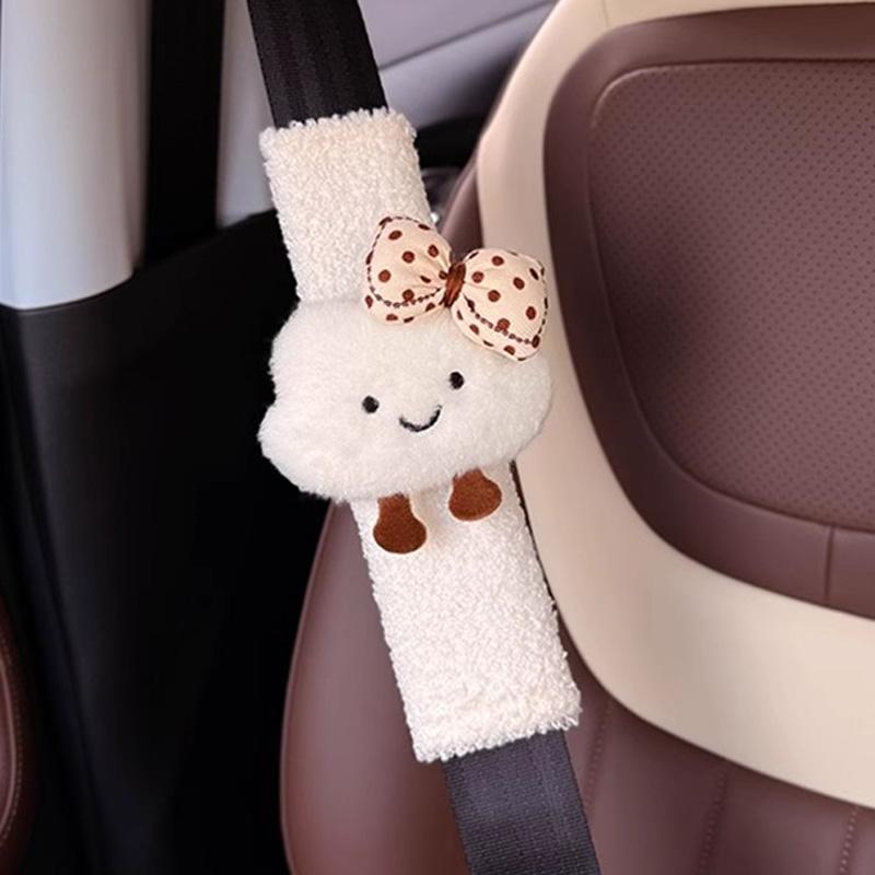 Cute Cartoon Bow Cloud Car Seat Belt Cover Imitation wool Plush Seatbelt Shoulder Pad Protector Auto Neck Support Cushion