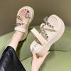 Módní 8cm Letní Křišťálové Platformové Pantofle Dámské Módní Žabky Sandály Dámské Robustní Podrážka Ležérní Plážové Pantofle Nazouvací Boty Žena
