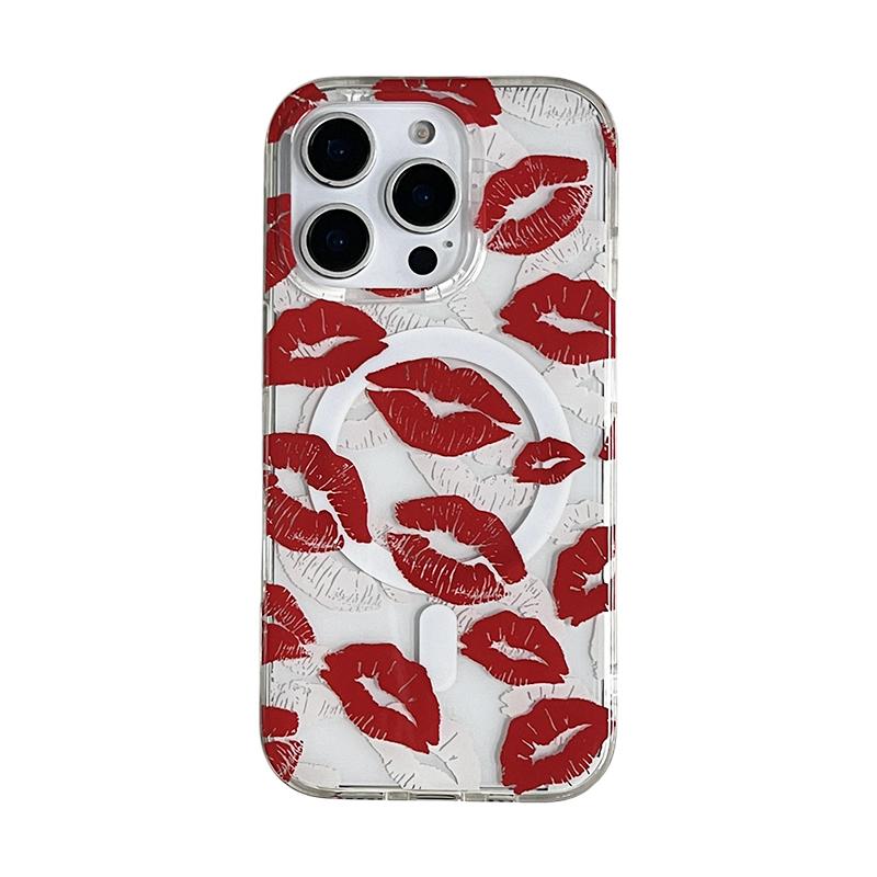 

Red Lip Print For Magsafe Magnetic Wireless Charing Case For iPhone 16 Pro Max 17 Air 15 13 14 16 Plus IMD TPU Back Cover iPhone 14