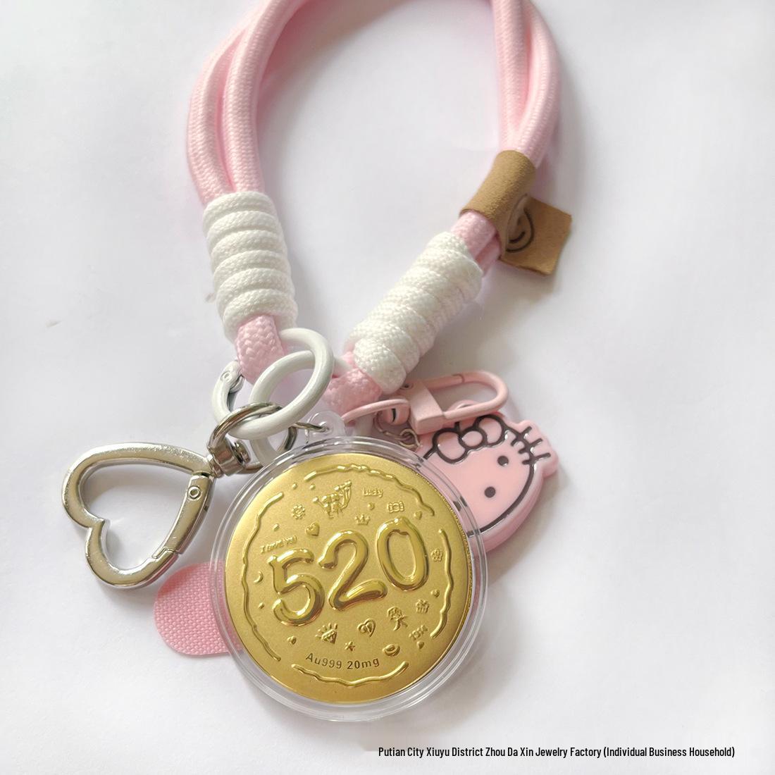 Pure Gold Little Biscuit Bear Keychain Pendant - Cute Couple Charm