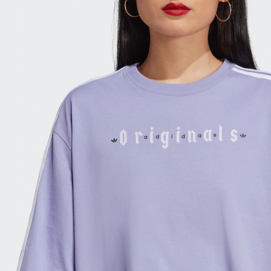 Adidas Originals Trefoil Oversized T-Shirt Women Tops Light-Purple IQ3401