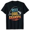Reel Cool Grandpa Fishing Fathers Day TShirt Summer Clothing Vintage Summer Style Cotton Short Sleeve Oversized Tshirt Tops