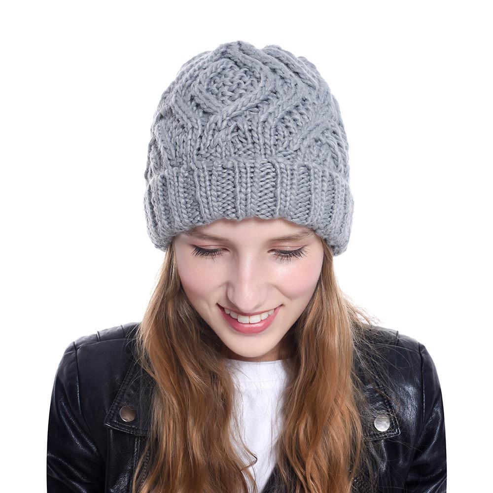 Trendy Autumn Winter Knitted Hat For Women Featuring Unique Check Pattern In Multiple Colors