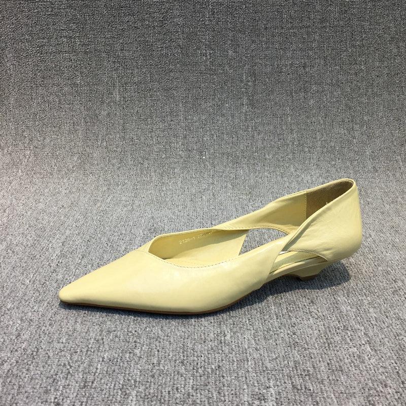 Fashion European and American Minimalist Women's Shoes 2024 New Design Sense Slim Heel Shallow Mouth Pointed Hollow Women's Single Shoes