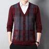 Men's Wool V-Neck Cardigan: Autumn & Winter Knit Long Sleeve Sweater - Thick, Warm, Business Style for Middle-Aged & Dad's Wear.