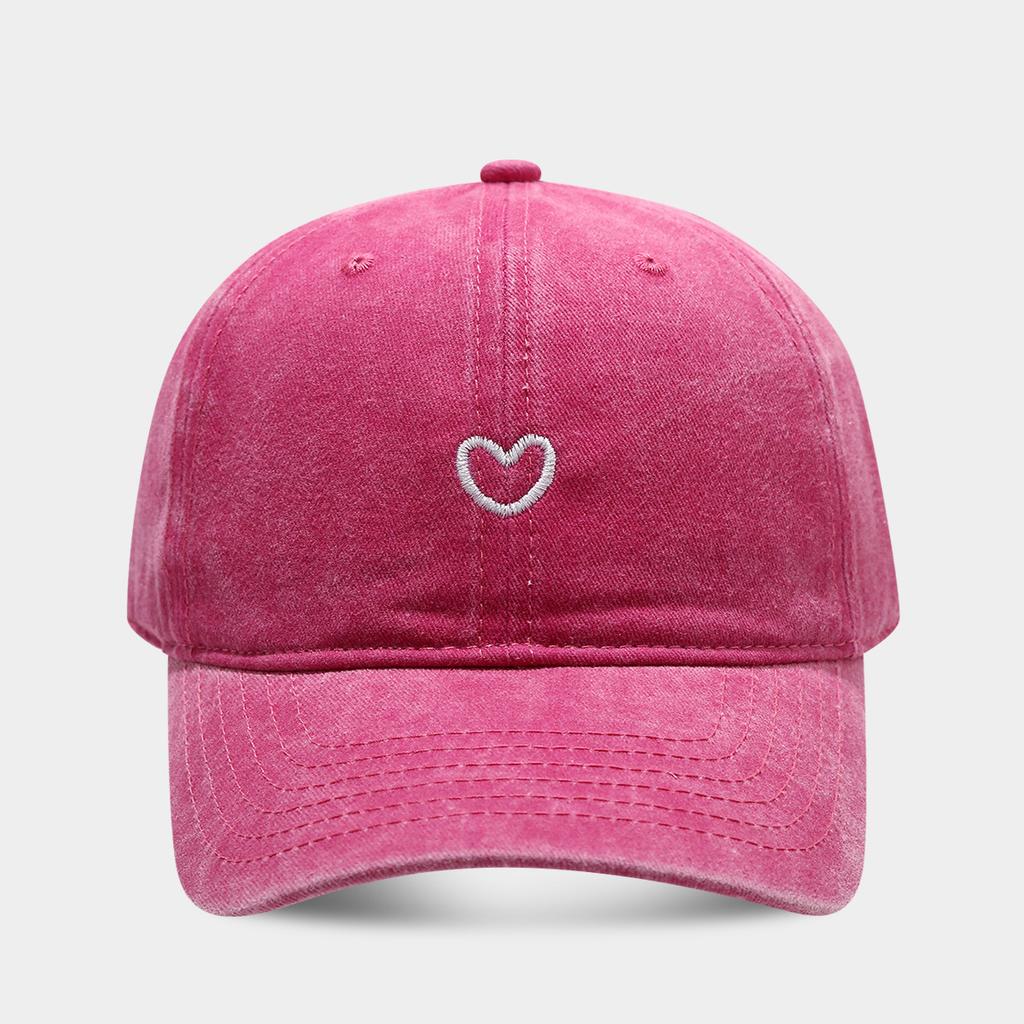 Literary and retro small love embroidery soft top fashion cap women's summer outdoor simple washed baseball cap men's autumn
