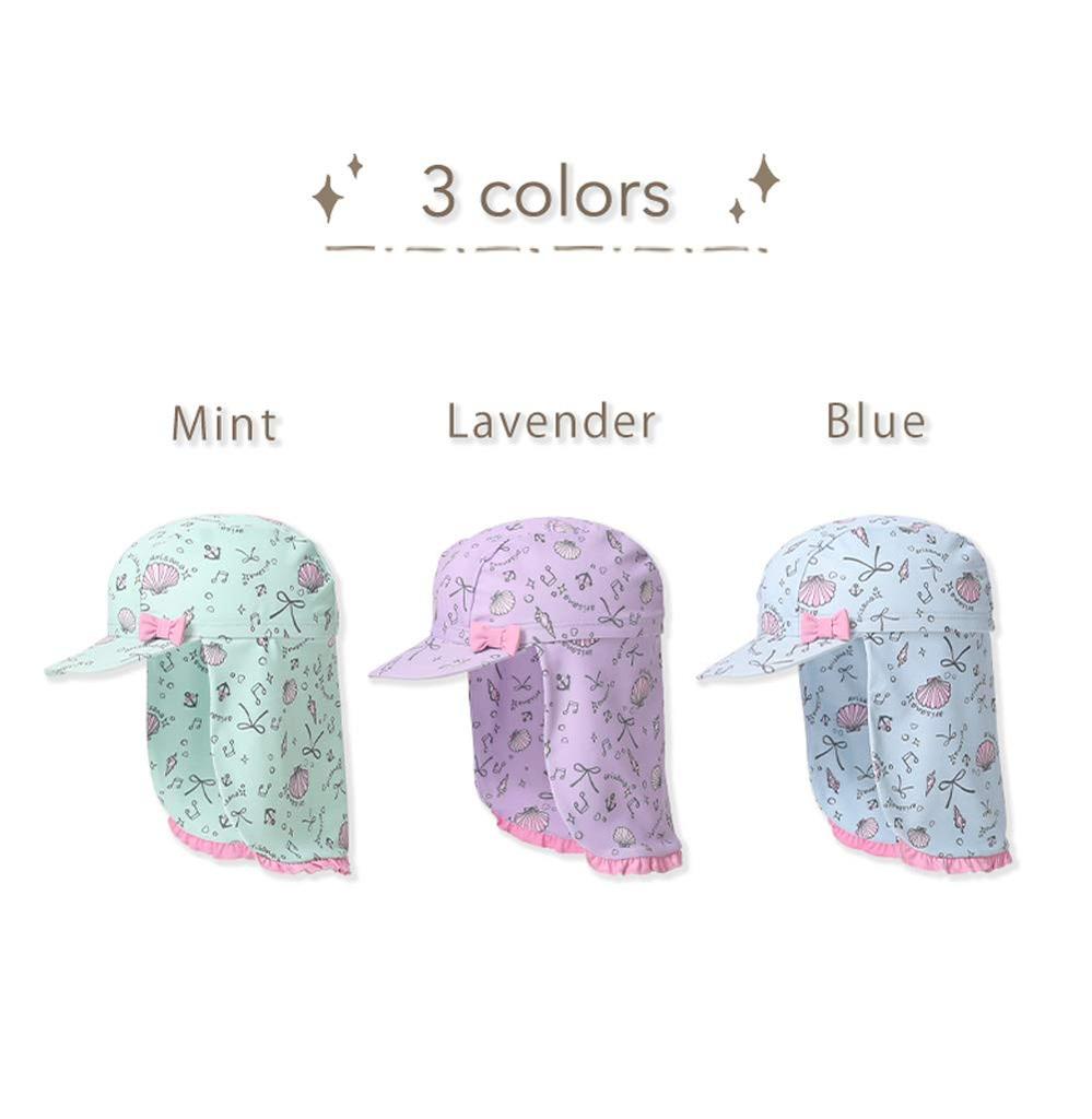 Swim Cap for with UV Seashell Size M [Arisana] Kids' Girls, Brim, Protection, Pattern, Blue, (52-56)