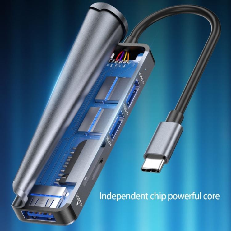 Aluminum USB Type C Hubs With HDTV Output USB Port And Memory Card Reader For Computers
