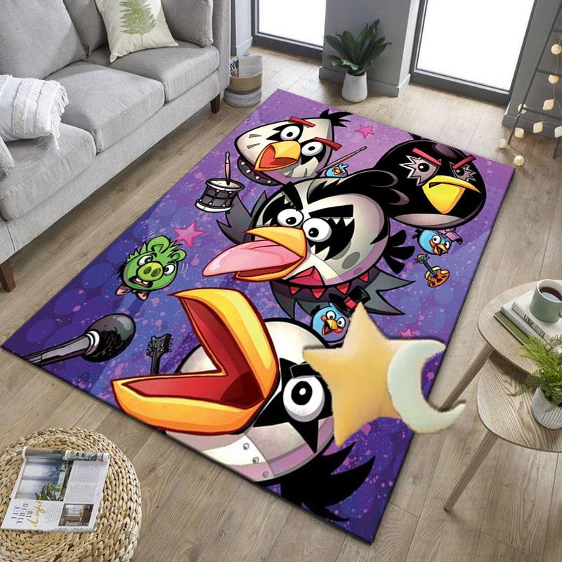 Red Birds Characters Collage Office Rug Chair Mat, Game Carpet, Suitable for Front Door, Bedroom, Living Room, Desk, Holiday Gift