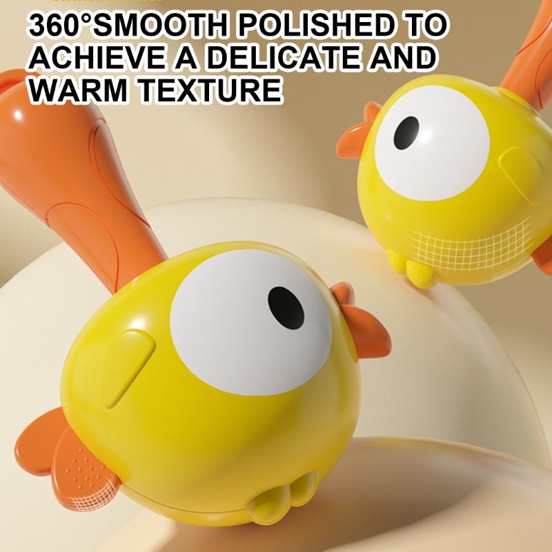 Handheld Shaker Toy for Infant Cartoon Duck Shape Newborns Gift Fun Activity Baby Shaker for 0-12 Month Baby Sensory Toy