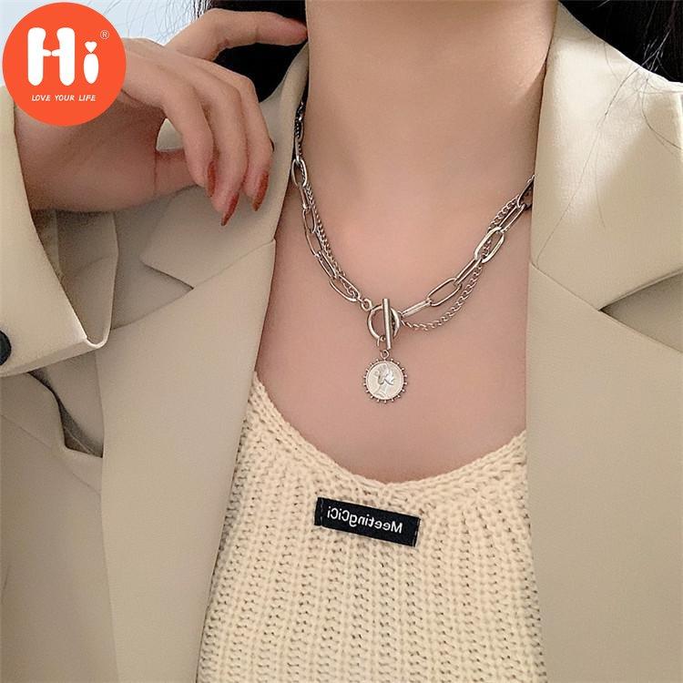 Ahoj Vintage vyřezávaná mince Tlustý řetízek OT spona Náhrdelník Bohémský Punkový Kovový mincový límec Choker Náhrdelník Módní Dámské Punkové šperky