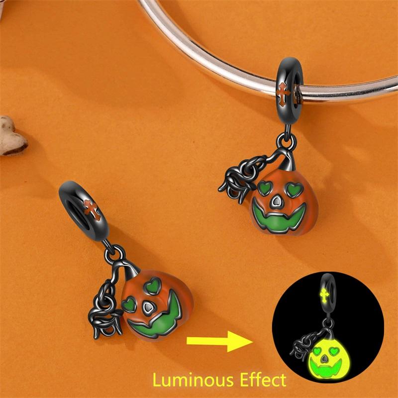 Copper Luminous Halloween Charms Pumpkin Face Pendant Jewellery Fit Original Bracelet Necklace For Women Diy Gift