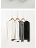 Women's Slim Fit Long Sleeve Half Open Collar T-shirt with Button Detail