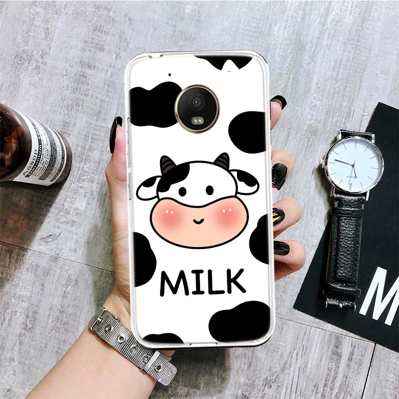 Husă de telefon drăguță pentru bovine de lapte, vaci, pentru Motorola Moto G9 G8 G7 G6 G5 E6 E5 E4 Plus Play Power One Action Macro Coque Cover