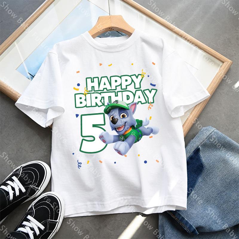 Cute Rocky T Shirt for Boys Girls Summer Cotton Cartoon Birthday Number Tee Shirt Printed Clothes Anime Tops Gifts