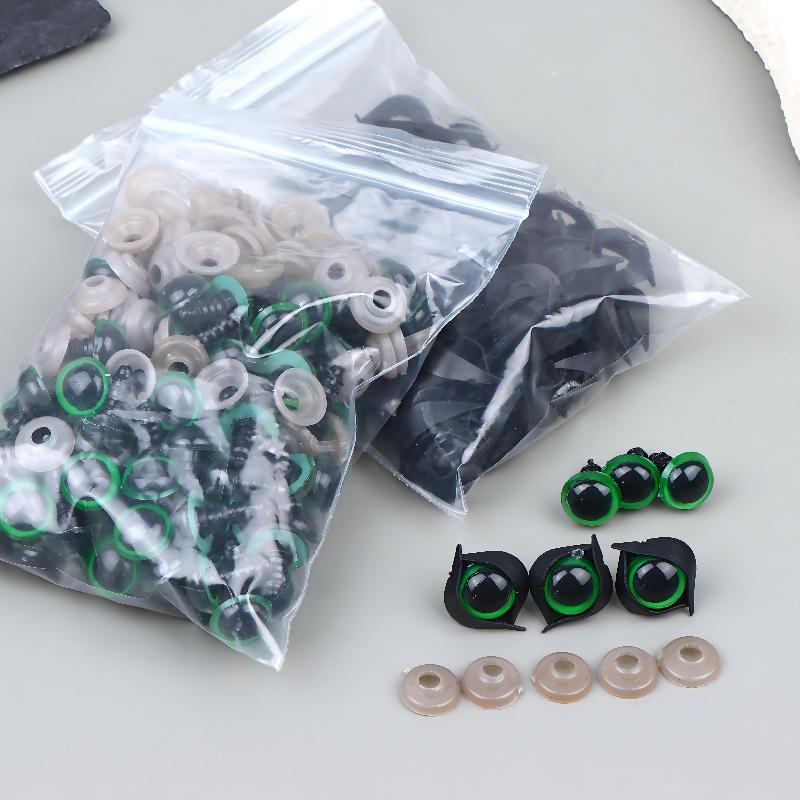 100Pcs/50Pairs 12Mm Color Plastic Safety Eyes For Crafts Bear Animal Doll Puppet Eyes Making Accessories With Washers Green 100Pcs