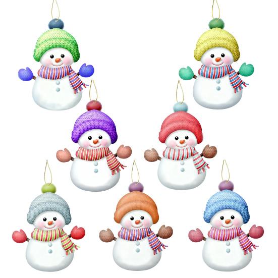 7 Pcs Snowman Christmas Ornament Personalized Family Name Acrylic Snowman Christmas Hanging Decoration for Xmas Tree Holiday Party Decor