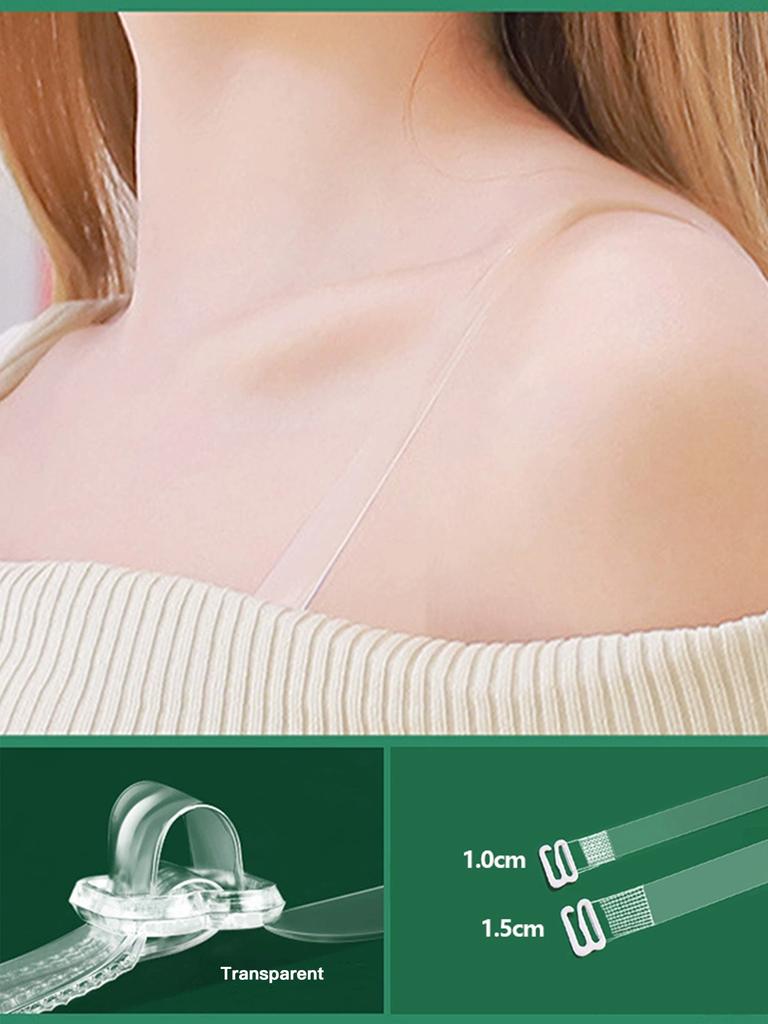 2/5 Paia Spalline Trasparenti per Reggiseno da Donna 10/15mm Silicone Antiscivolo Invisibile Sostituzione Spalline Reggiseno Senza Cuciture Rimovibili
