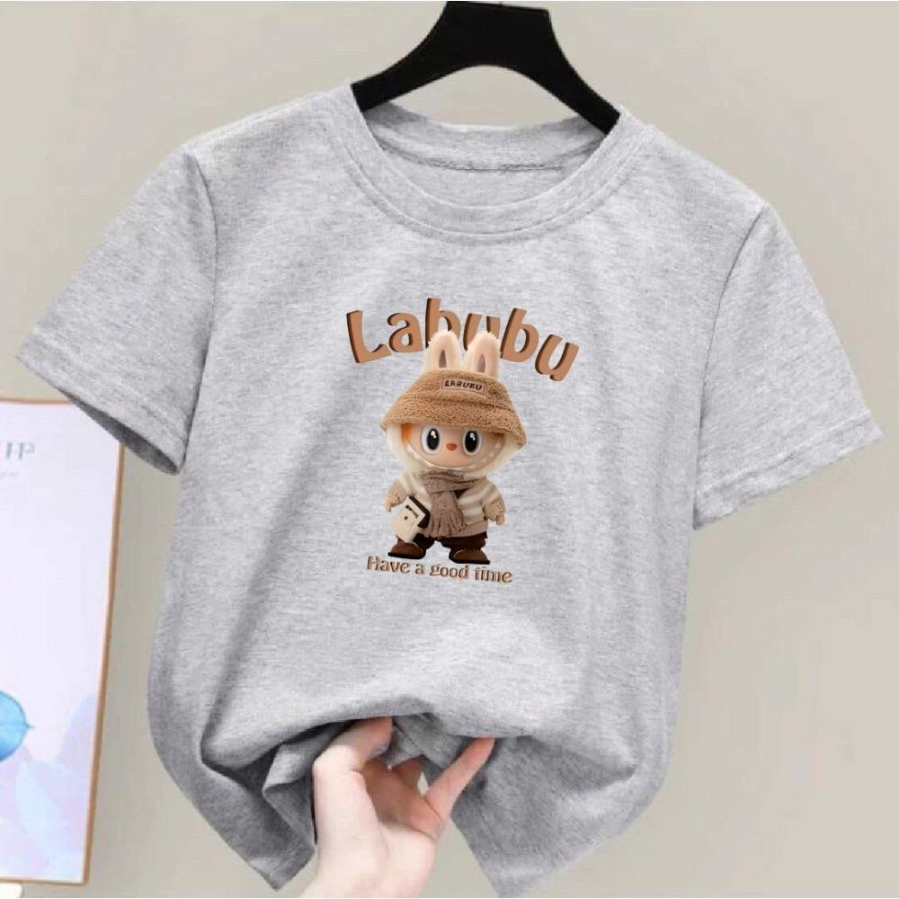 Cartoon Anime Labubu Printed T-shirt Women's Short-sleeved Loose Casual Top Couple Summer