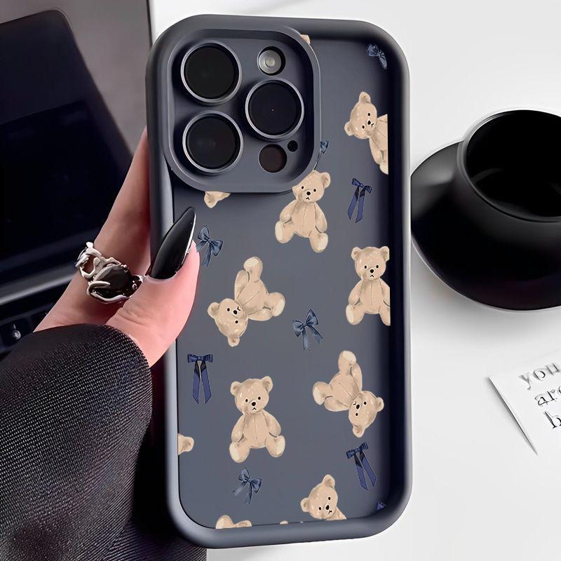 Cute Teddy Bear Bowknot Phone Case For Google Pixel 10 9 8 7 Pro XL 8A 7A 9Pro 7Pro 8Pro 9ProXL Silicone Cartoon Bumper Cover