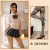 Sex clothes Sexy student clothes Uniform Transparent shirt Bow plaid pleated skirt suit Seduction women