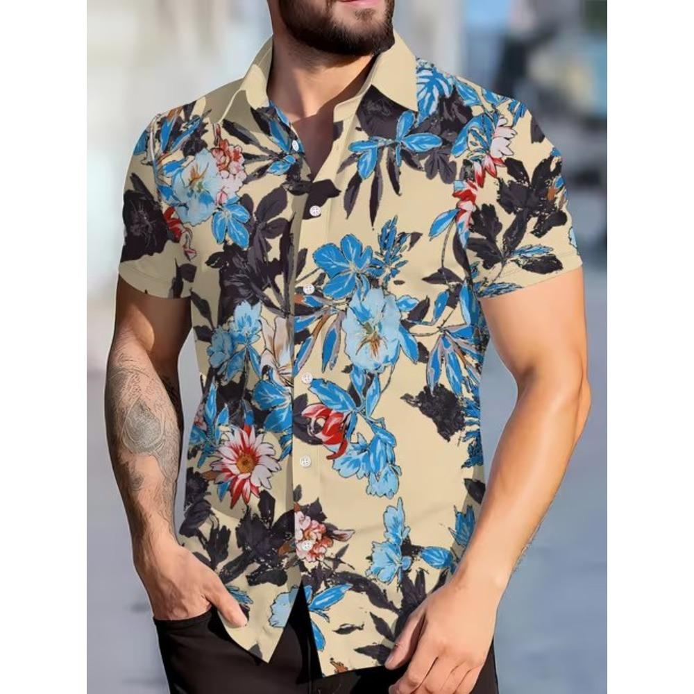 Men's Retro Fashion Pattern 3D Print Shirt Button Up Shirt Casual Shirt Summer Shirt Short Sleeve Daily Vacation Clothing