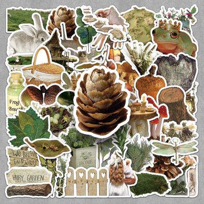 50 Waterproof Retro Forest Scenery Decorative Stickers for DIY: Perfect for Fridge & Earphones