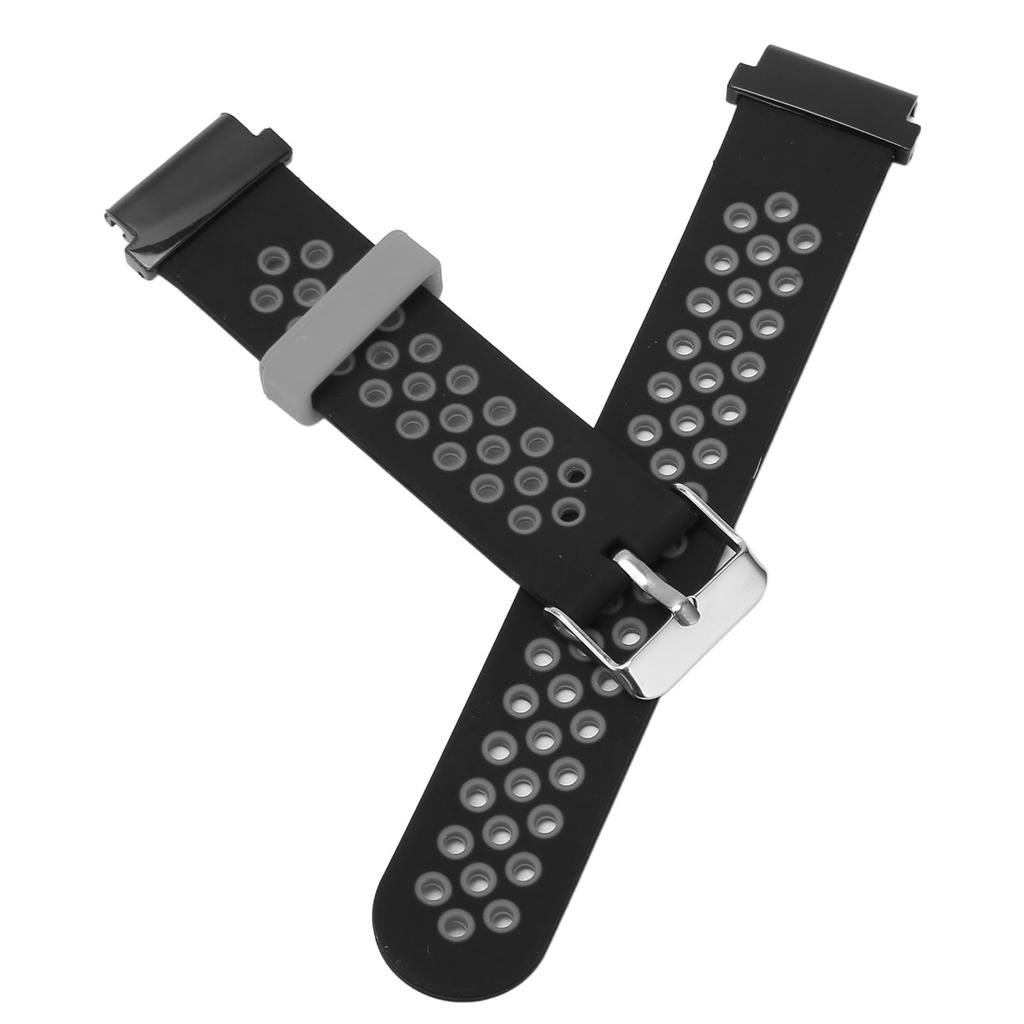 20mm Silicone Watchband Breathable Water Resistant Comfortable Wrist Strap for Garmin Fenix 7S 6S 5S Black Gray