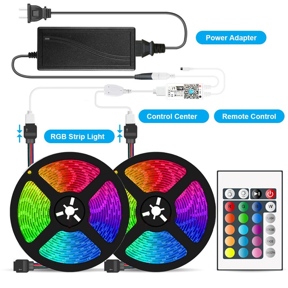 10m RGB LED Strip Lights WiFi Control LED Strips Light Dimmable Colorful Light Sync with Music