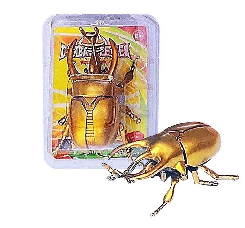 Educational Wind-up Rhinoceros Beetle Toy: Creative Fighting Insect Model for Kids' Observation & Relaxation