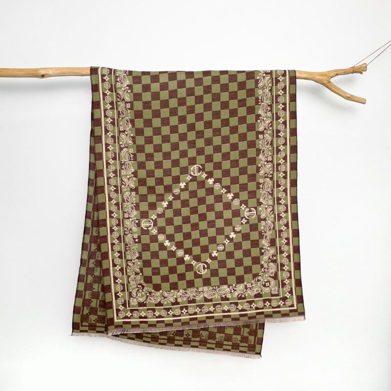 Plaid scarf women's autumn and winter versatile imitation cashmere air-conditioned room oversized shawl with double-sided warm scarf