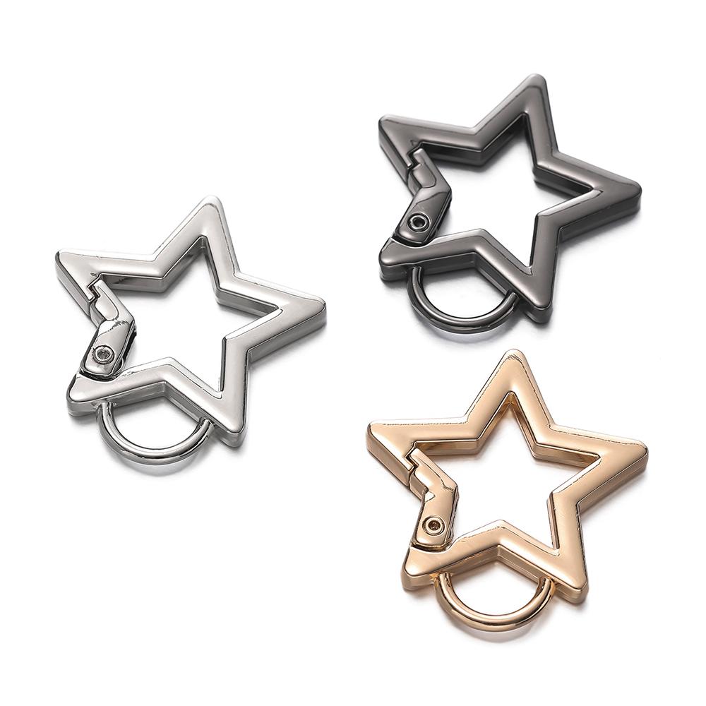 5pcs Pentagram Metal Ring Spring Clasp Star Shape Clasp Connection Buckle for DIY Jewelry Making Keychain Pendant Accessories