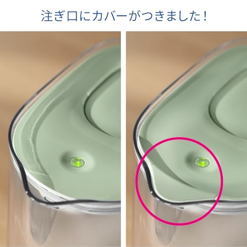 BRITA Water Filter, Jug-Style, Tested for PFOS/PFOA Removal, Filtered Water Capacity: 1.26L (Total Capacity: 2.4L), Style Eco Powder Green, Includes 3