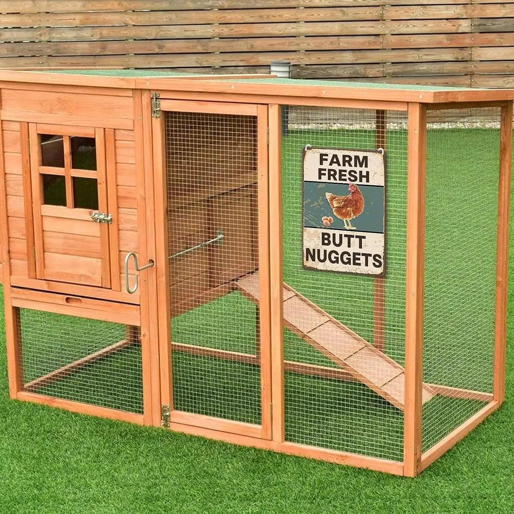 Vintage-Metallschilder, Hühnerstall-Schilder für Bauernhof-Hof-Dekoration, Bauernhof-Blechschilder für Zuhause, Küche, Outdoor-Dekoration, frische Butt-Nuggets