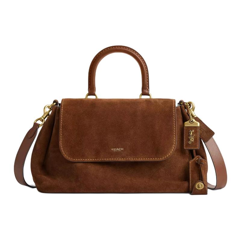 

COACH Rogue SLOUCHY ROGUE 35 Ruched Detailed Removable Shoulder Strap Leather Shoulder Crossbody Handbag Large Women s Warm Brown коричневий