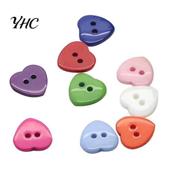 100PCs Heart Mixed Colors Resin Buttons Fit Sewing or Scrapbooking 10mm