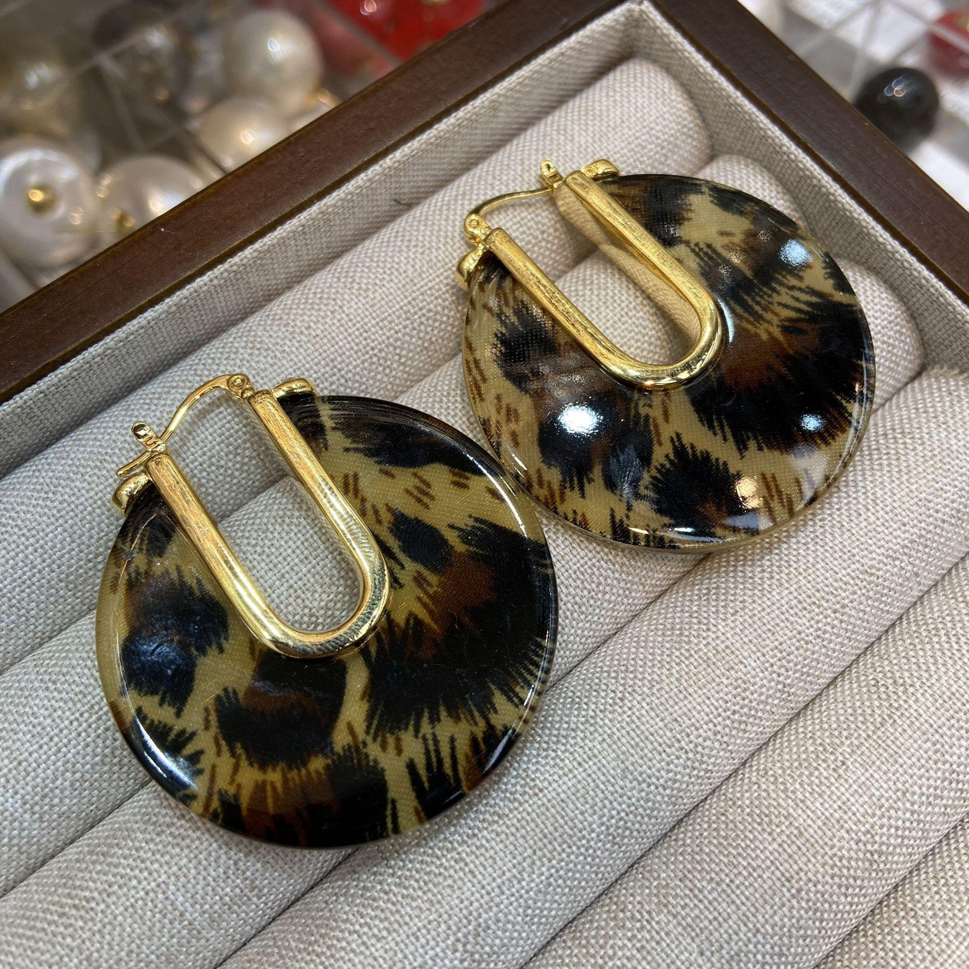 

Позолоченные серьги-кольца с леопардовым принтом, модные, легкая роскошь, премиум-класса
