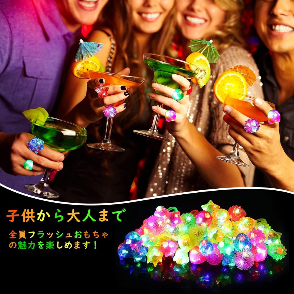 Huang Yem Illuminating Ring Toys, Set of 122436 (Assorted in 6 Types), Perfect for Festivals, Summer Festivals, Prizes, Birthday Parties, and LED