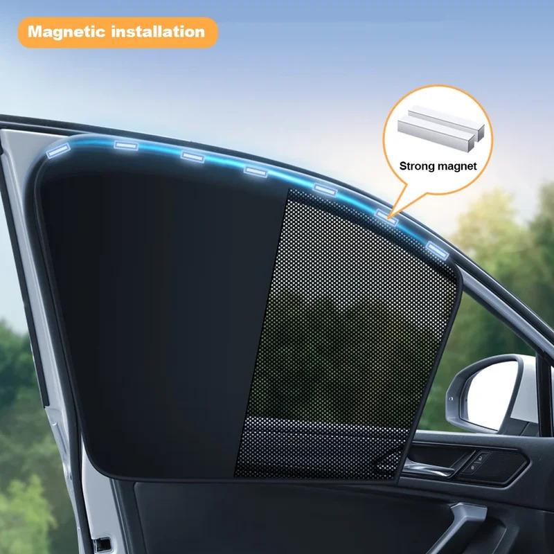 1Pc Dual- Layer Magnetic Car Sunshades Sun UV Protection for Side/Front/Rear Windows Heat Blocking Mesh Sunshade Curtain
