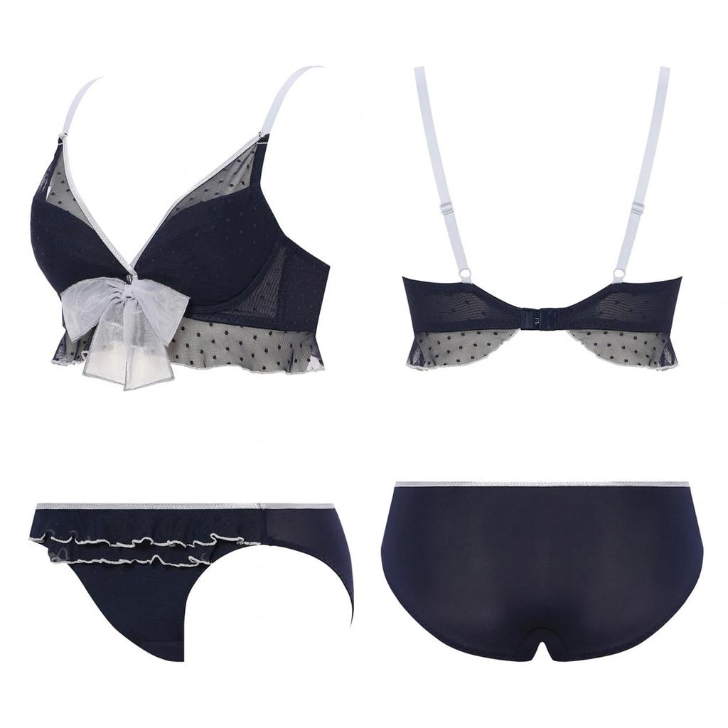 AMOSTYLE BY Triumph Decollete Beauty Bra Panty Playful M007 Size C70M & Set, Ribbon, (Blue),